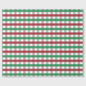 Classic Red & Green Gingham Plaid Christmas ラッピングペーパー (フラット)