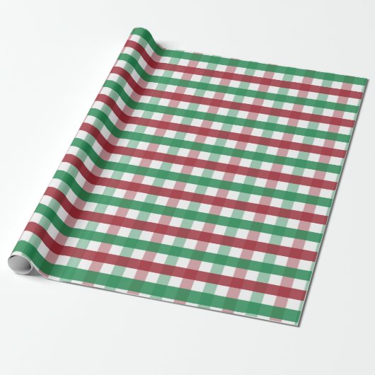 Classic Red & Green Gingham Plaid Christmas ラッピングペーパー (アンロールド)