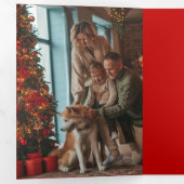 Classic Red, Green, Gold Christmas Plaid 1-Photo 三つ折りカード (内部最初)