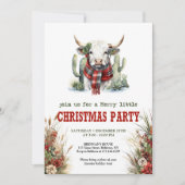Classic Red Green Highland Cow Christmas Invite 招待状 (正面)