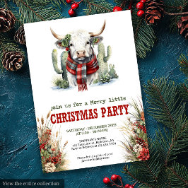 Classic Red Green Highland Cow Christmas Invite 招待状