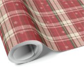 Classic Red & Green Holiday Tartan Snowflakes ラッピングペーパー (ロールコーナー)