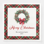 Classic Red Green Plaid Christmas Napkins Set (正面)