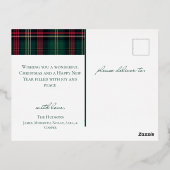 Classic Red Green Plaid Holidays Bulb Photo 箔シーズンポストカード (裏面)