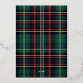 Classic Red Green Plaid Love Peace Joy Photo 箔シーズンカード (裏面)