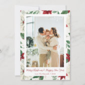 Classic Red & Green Pointsetta Holiday Photo Card シーズンカード (正面)