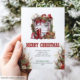 Classic red green ranch Christmas greeting card シーズンカード