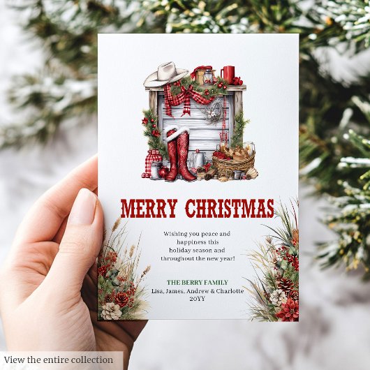 Classic red green ranch Christmas greeting card シーズンカード