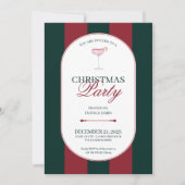 Classic red green stripe Christmas Invitation 招待状 (正面)