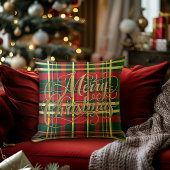 Classic Red & Green Tartan Christmas Throw Pillow  クッション