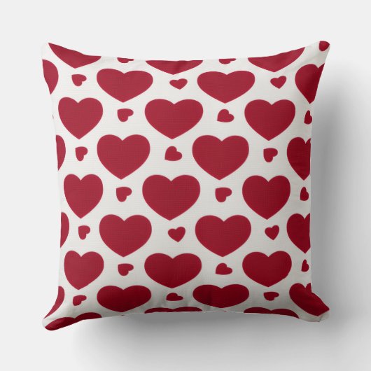 Classic Red Heart Pattern Cotton Throw Pillow クッション (裏面)