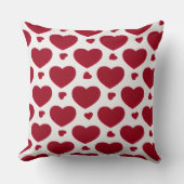 Classic Red Heart Pattern Cotton Throw Pillow クッション (正面)