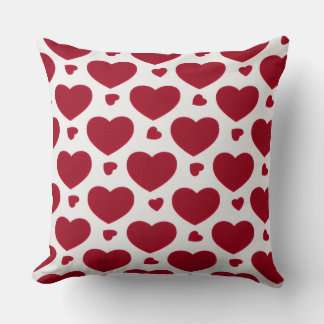 Classic Red Heart Pattern Cotton Throw Pillow クッション