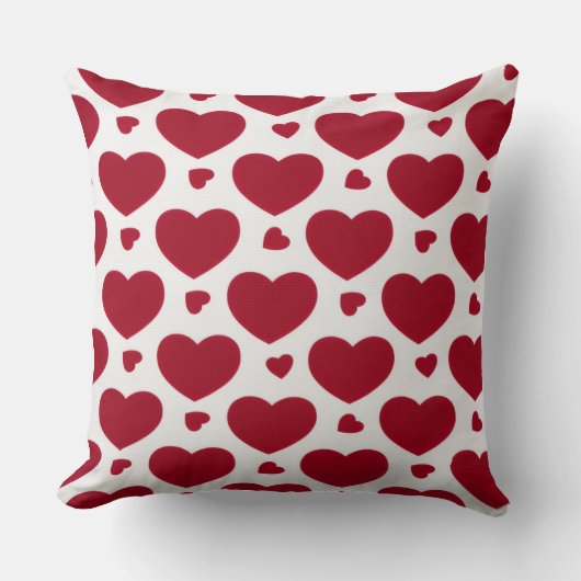 Classic Red Heart Pattern Cotton Throw Pillow クッション (正面)