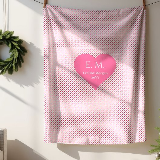 Classic Red Hearts Personalized Valentine Gift  シェルパブランケット