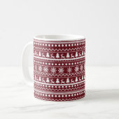 Classic Red Holiday Christmas Sweater Pattern コーヒーマグカップ (正面左)