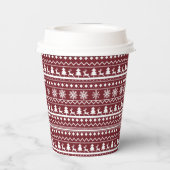 Classic Red Holiday Christmas Sweater Pattern 紙コップ (裏面)