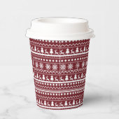 Classic Red Holiday Christmas Sweater Pattern 紙コップ (右)