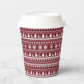 Classic Red Holiday Christmas Sweater Pattern 紙コップ (正面)