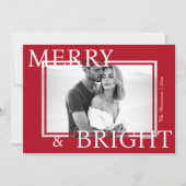Classic Red Merry & Bright Bold Snowflake Photo シーズンカード (正面)