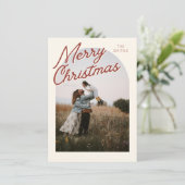 Classic Red Merry Christmas Arch Photo Card シーズンカード (スタンド正面)