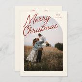 Classic Red Merry Christmas Arch Photo Card シーズンカード (正面/裏面)