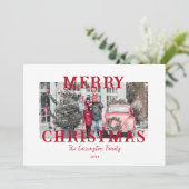 Classic Red Merry Christmas Photo  シーズンカード (スタンド正面)