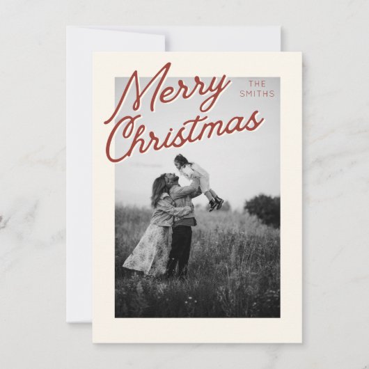 Classic Red Merry Christmas Photo Card シーズンカード (正面)