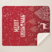 Classic Red Merry Christmas Winter シェルパブランケット (正面(横))