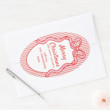 Classic Red Pink Stripes & Bow Frame Christmas 