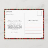 Classic Red Plaid Christmas Name Monogram 1 Photo シーズンポストカード (裏面)