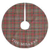 Classic Red Plaid Christmas Personalized Holiday ブラッシュドポリエステルツリースカート (正面)