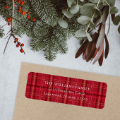 Classic Red Plaid Christmas Return Address ラベル