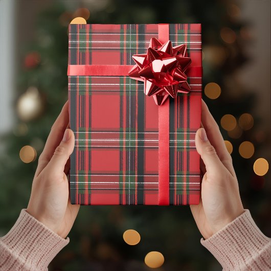 Classic Red Plaid Christmas Wrapping Paper ラッピングペーパー