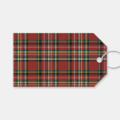 Classic Red Plaid Monogram Merry Christmas Holiday ギフトタグ (正面(横))