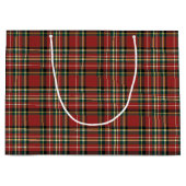 Classic Red Plaid Tartan Cozy Christmas ラージペーパーバッグ (正面)