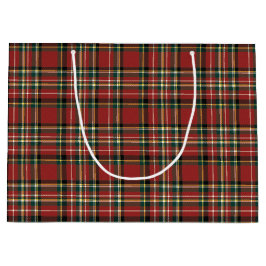 Classic Red Plaid Tartan Cozy Christmas ラージペーパーバッグ