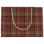 Classic Red Plaid Tartan Cozy Christmas ラージペーパーバッグ (裏面)