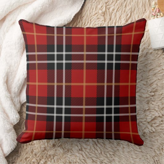 Classic Red Plaid Throw Pillow クッション (ブランケット)