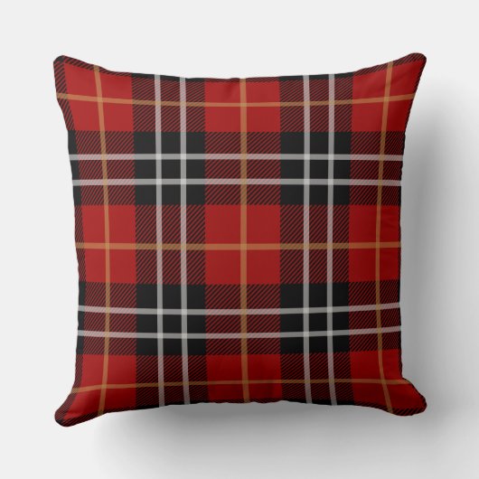 Classic Red Plaid Throw Pillow クッション (裏面)