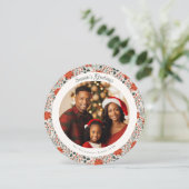 Classic Red Poinsettia Christmas Photo Card カード (スタンド正面)