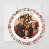 Classic Red Poinsettia Christmas Photo Card カード (正面)