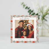 Classic Red Poinsettia Holiday Photo Christmas カード (スタンド正面)