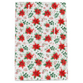 Classic Red Poinsettia Pattern Wine Small and ミディアムペーパーバッグ (正面)