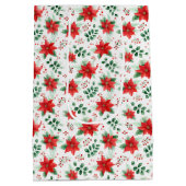 Classic Red Poinsettia Pattern Wine Small and ミディアムペーパーバッグ (裏面)