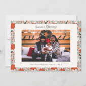 Classic Red Poinsettia Photo Christmas シーズンカード (正面)