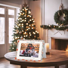 Classic Red Poinsettia Photo Christmas Card シーズンカード