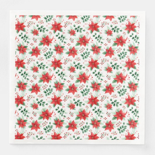 Classic Red Poinsettias Botanical Pattern (正面)