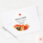 Classic Red Poppy Flower Wedding ラウンドシール (封筒)