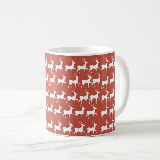 Classic Red Reindeer Pattern Christmas Coffee Mug コーヒーマグカップ (正面右)
